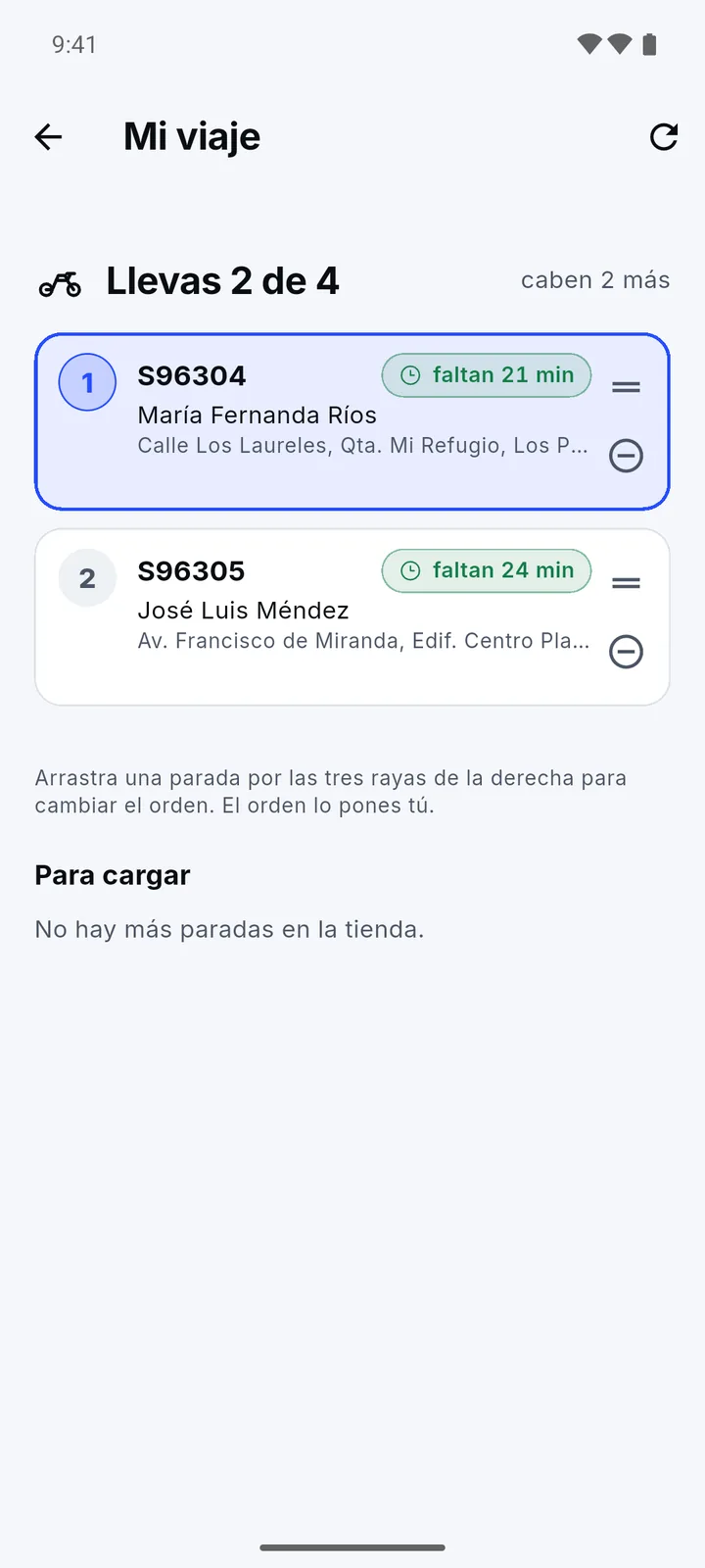 My trip: delivery stops, in the order you choose.